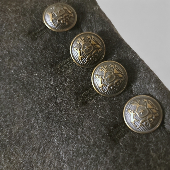 Wool Military Jacket w/ Removable Faux Fur Collar – Gray/Olive 2P - Picture 6 of 7